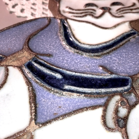 Vintage Aerobics Cat Pottery Wall Hanging Jazzercise Gymnast 1980s - Picture 8 of 11